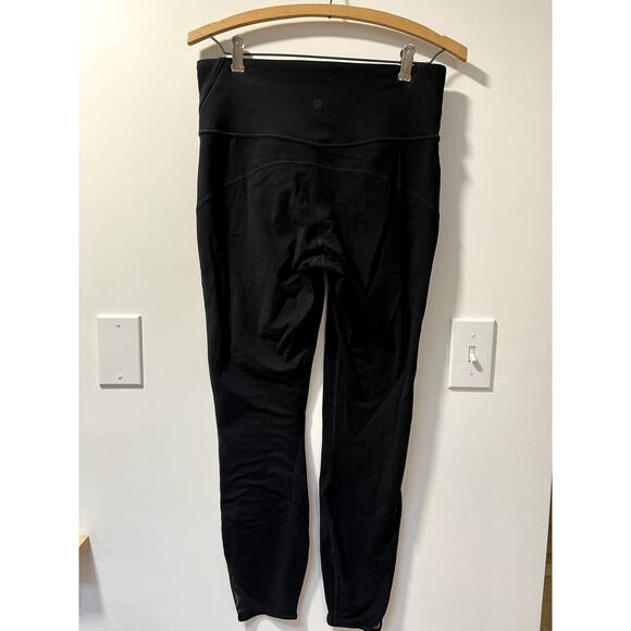 Athleta Black Yoga Leggings Side Cut Out Mesh-Hem Size M - Picture 5 of 9